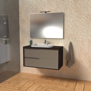 Mobile bagno base lavabo sospeso Kora 81x65x46 cm olmo caffè tortora opaco
