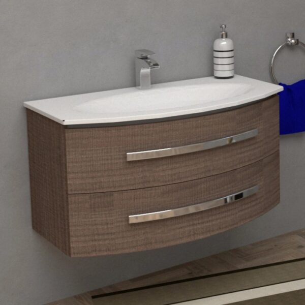 Mobile bagno t.b.t. con due cassetti e lavabo da appoggio.
