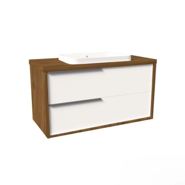 Mobile bagno base lavabo sospeso Kora 81x65x46 cm noce bianco opaco