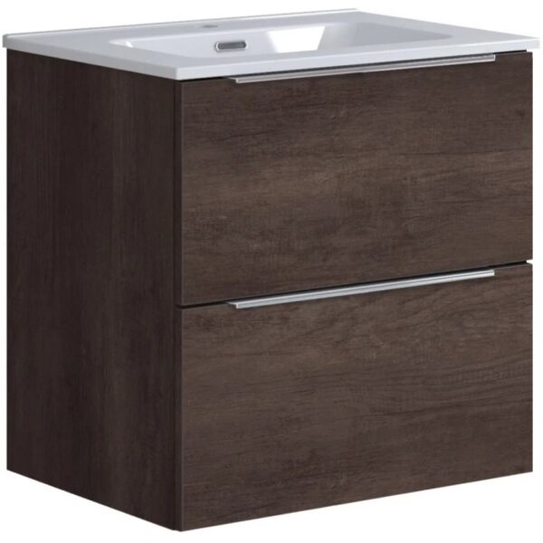 Mobile bagno t.b.t. con due cassetti e lavabo bianco.