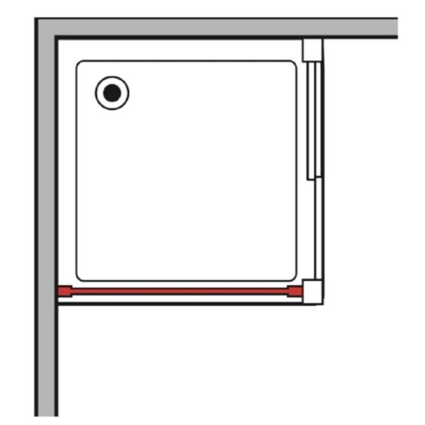Box doccia t.b.t., vista schematica dall'alto. Ideale per la progettazione del bagno.