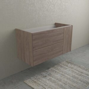 t.b.t. Mobile bagno sospeso effetto legno con due cassetti.
