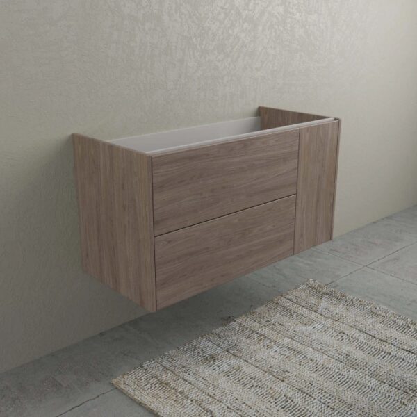 t.b.t. Mobile bagno sospeso effetto legno con due cassetti.