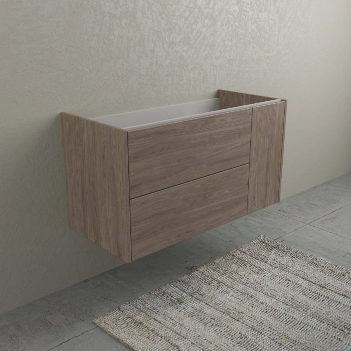 t.b.t. Mobile bagno sospeso effetto legno con due cassetti.