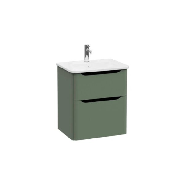 Mobile bagno base lavabo sospesa 2 cassetti Integra Round 60 cm matt green
