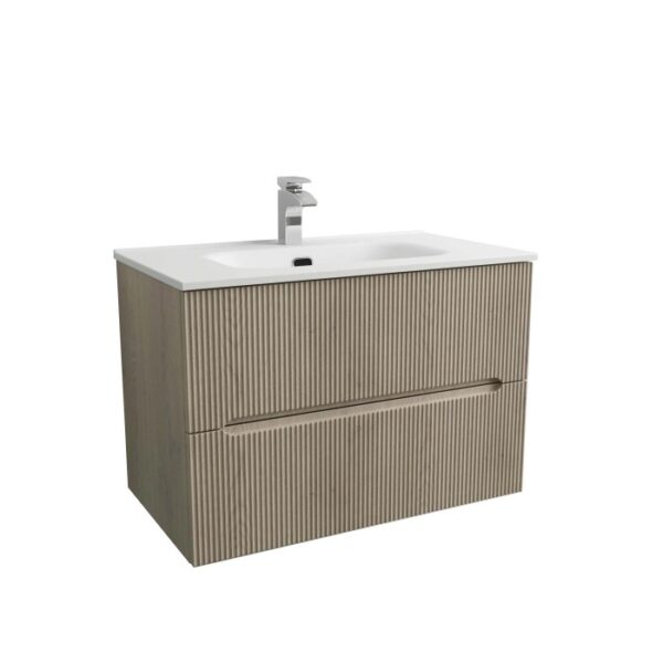 t.b.t. Mobile bagno con lavabo e rubinetto per il bagno.