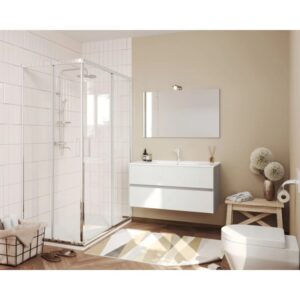 Mobile bagno Cube con lavabo e specchio grigio-bianco L101,5xP46,5xH115,4cm