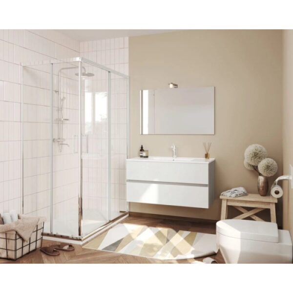 Mobile bagno Cube con lavabo e specchio grigio-bianco L101,5xP46,5xH115,4cm