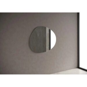 Specchio t.b.t. moderno dalla forma asimmetrica per bagno e soggiorno.