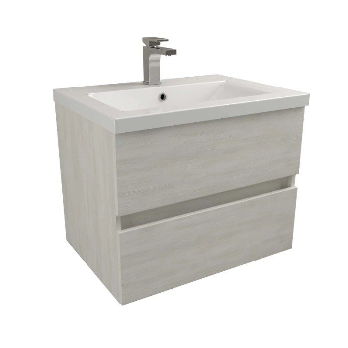 t.b.t. Mobile bagno con due cassetti e lavabo da appoggio.