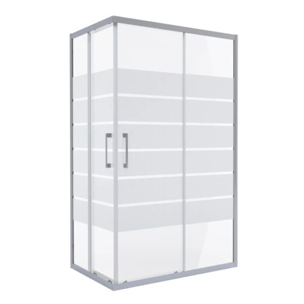 Box doccia t.b.t. con porta scorrevole e strisce orizzontali.