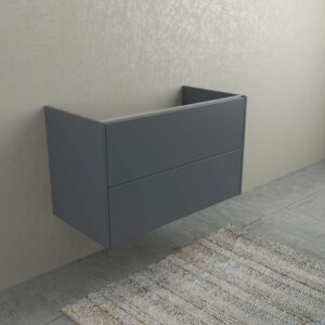 Mobile bagno sospeso grigio con due cassetti per arredamento bagno.