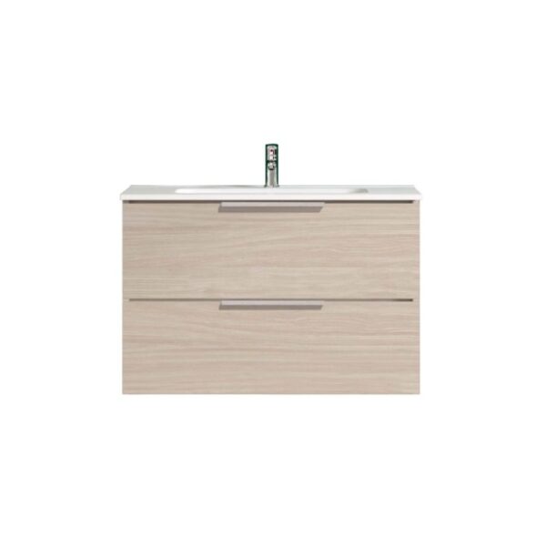 t.b.t. Mobile bagno sospeso effetto legno con due cassetti.