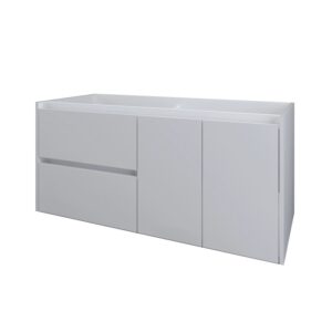 t.b.t. Mobile bagno sospeso, frontali bianchi con cassetti e ante.
