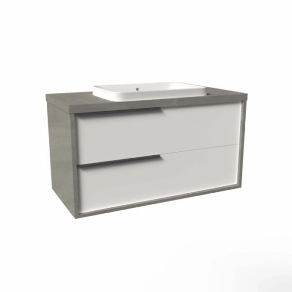 Mobile bagno base lavabo sospesa Kora H65xL101xP46 cm Grigio Bianco lucido