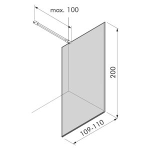 Doccia walk-in Orion 110x200 cm profilo oro spazzolato