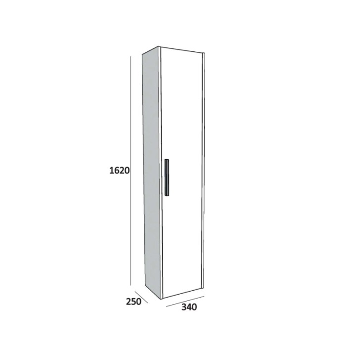 Mobile bagno colonna sospesa reversibile 1 anta finitura olmo creme 34x162x25 cm