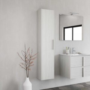 Mobile bagno colonna sospesa reversibile 1 anta finitura olmo creme 34x162x25 cm