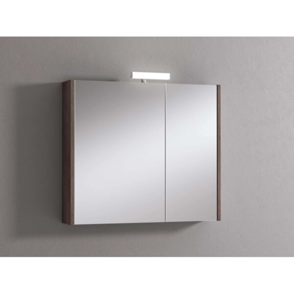 Specchiera t.b.t. con illuminazione, effetto legno