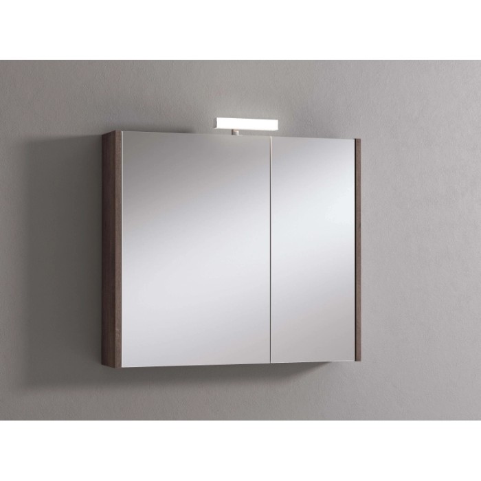Specchiera t.b.t. con illuminazione, effetto legno