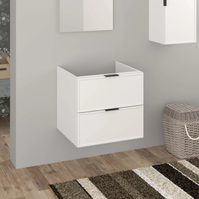 Mobile bagno t.b.t. bianco con due cassetti per il bagno.