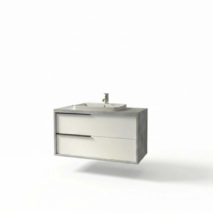 Mobile bagno base lavabo sospesa Kora H65xL101xP46 cm Grigio Bianco Opale