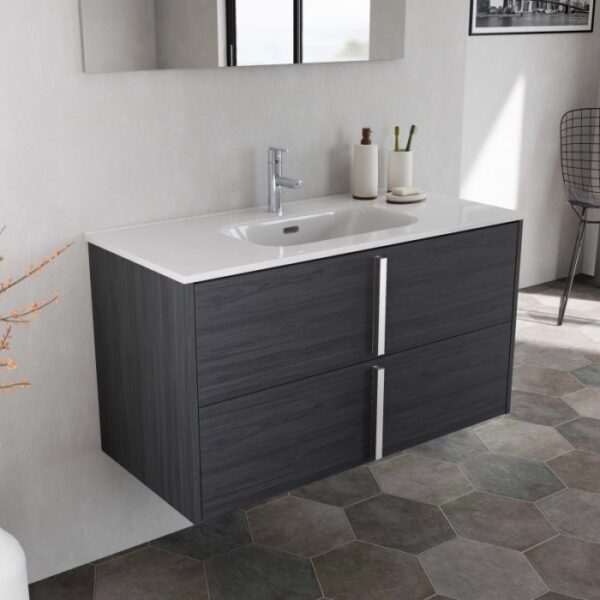 Mobile bagno base lavabo sospesa Ika 101 2/C olmo onyx 101x46 cm