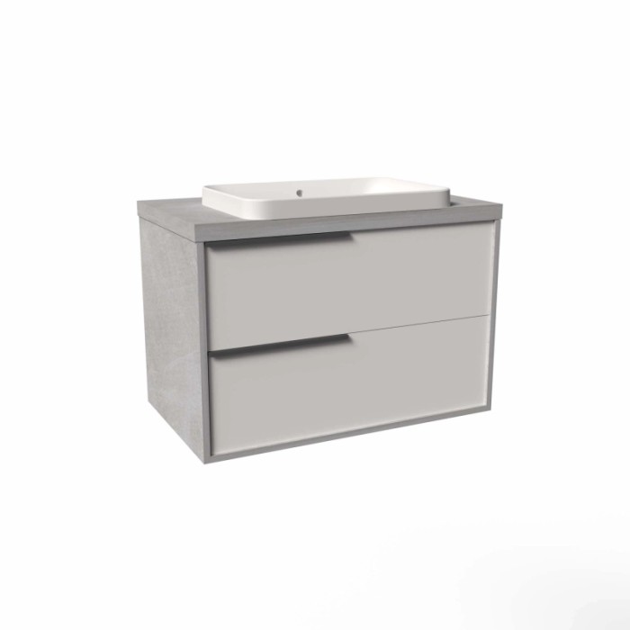 Mobile bagno base lavabo sospeso Kora 81x65x46 cm grigio spatolato bianco lucido