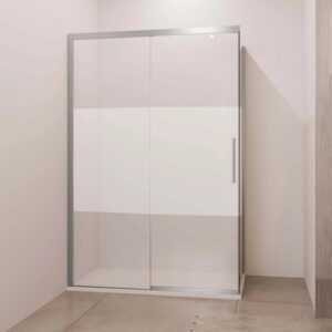 Porta scorrevole doccia Lux dx fisso est. 137-140 cm argento banda satinata