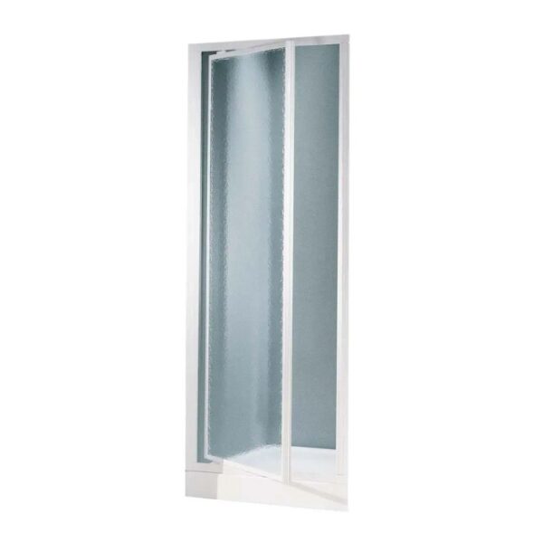 t.b.t. Porta doccia con telaio bianco e vetro satinato.