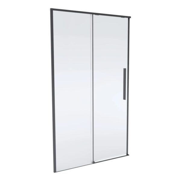 Box doccia t.b.t. con porta scorrevole e telaio nero.