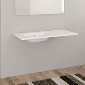 Mobile lavabo bianco t.b.t. della categoria Lavandini con specchio su parete grigia.