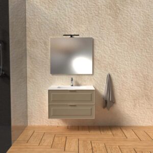 Mobile bagno base lavabo sospesa bugnata H51xL101xP46 cm Tortora Opale