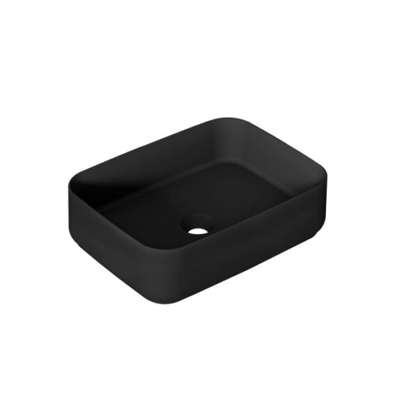 Lavabo singolo t.b.t. nero, rettangolare con angoli arrotondati.
