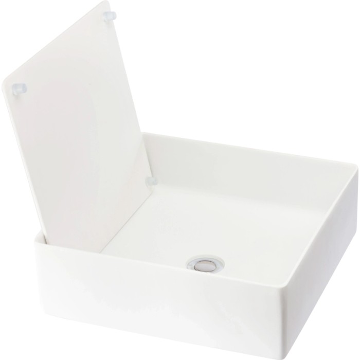 Lavabo d'appoggio t.b.t., squadrato, bianco.