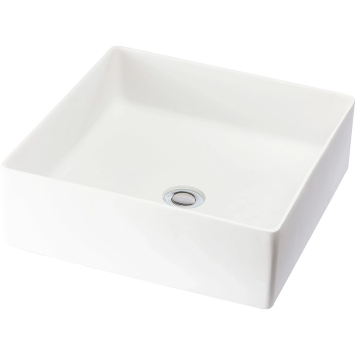 Lavabo d'appoggio t.b.t. quadrato bianco.