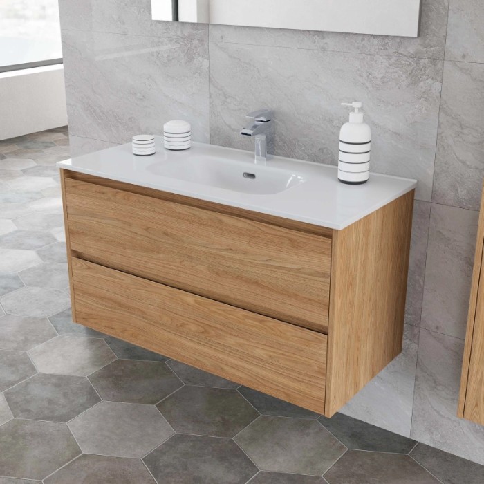 Mobile bagno base lavabo sospesa Ness 101 2/C honey 101x46 cm