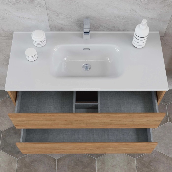 Mobile bagno base lavabo sospesa Ness 101 2/C honey 101x46 cm