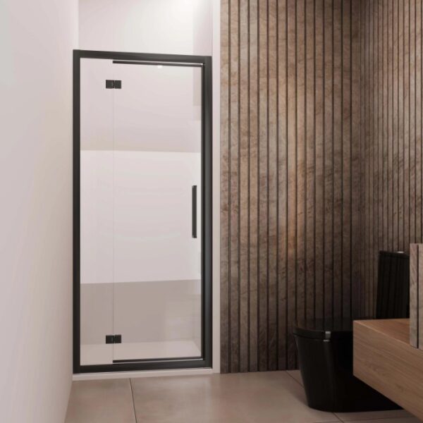 Porta battente con fisso reversibile doccia Lux 107/113 cm nero opaco