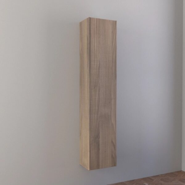 Mobile bagno sospeso stretto e alto effetto legno. Arredo bagno da parete.