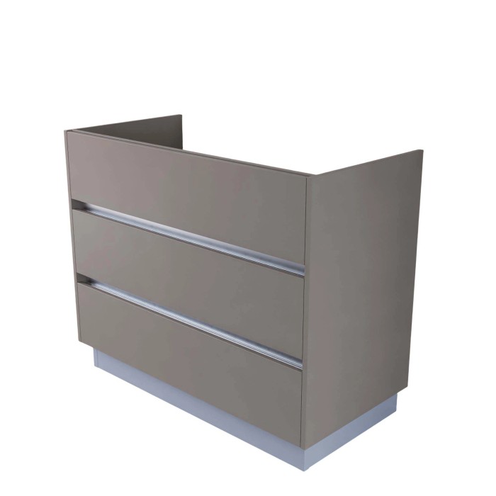Mobile bagno t.b.t. grigio con tre cassetti per arredo bagno.