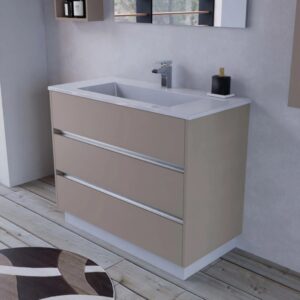 t.b.t. Mobile bagno beige con tre cassetti. Arredo bagno.