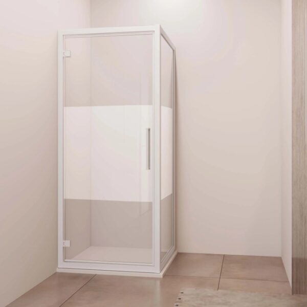 Porta battente reversibile doccia Lux 87/93 cm bianco opaco