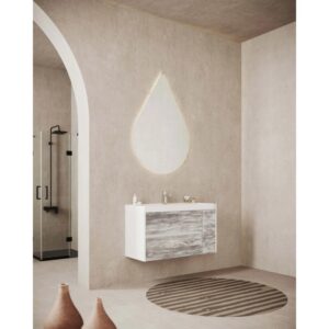 Mobile bagno base lavabo sospeso Savini 100 cm girgio bianco