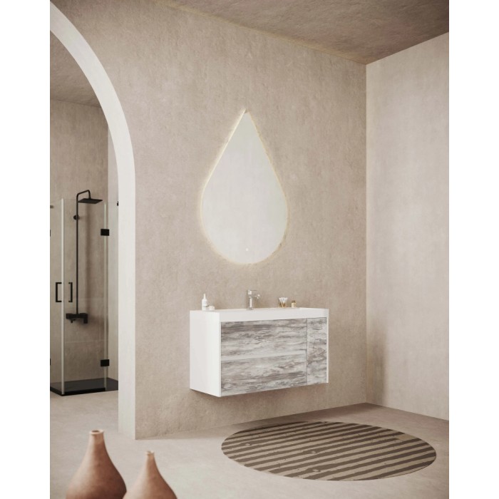 Mobile bagno base lavabo sospeso Savini 100 cm girgio bianco