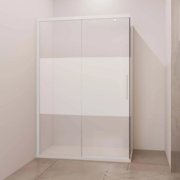 Porta scorrevole dx doccia Lux con fisso 137/140 cm bianco opaco