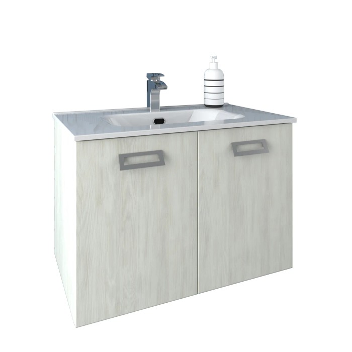 t.b.t. Mobile bagno con lavabo e rubinetto.