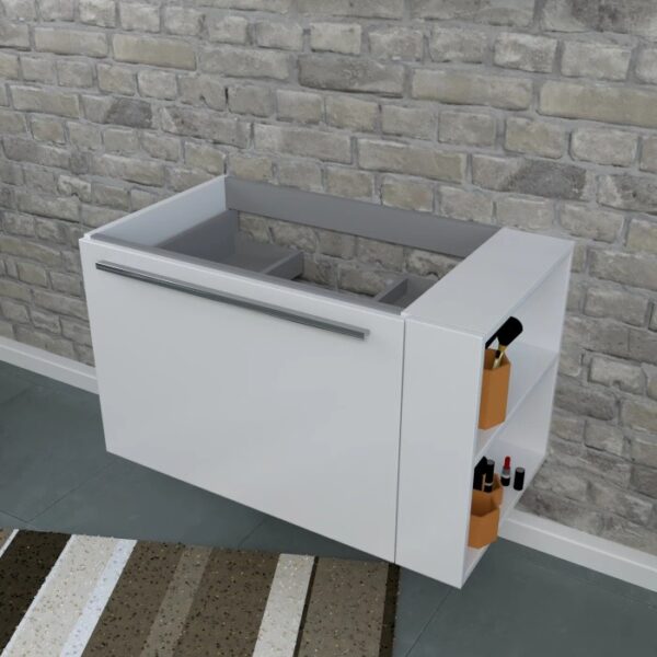 Mobile bagno t.b.t. bianco con ripiano a giorno per accessori bagno.