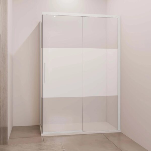 Porta scorrevole sx doccia Lux con fisso 110/117 cm bianco opaco