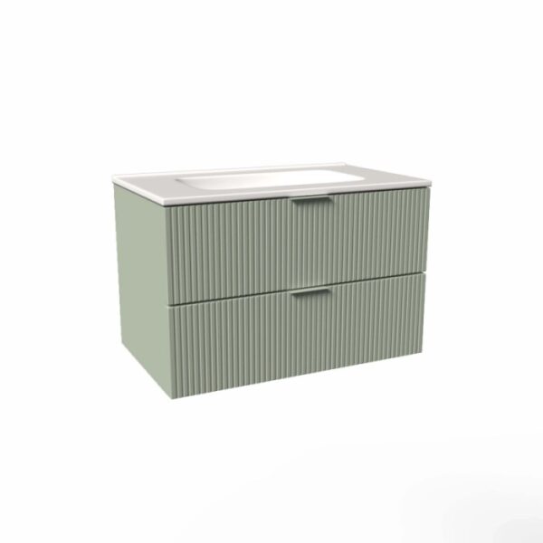 Mobile bagno base lavabo sospesa cannettata H51xL101xP46 cm Salvia Opale